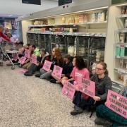 Animal Rising protestors in Parkstone Waitrose.