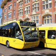 Yellow buses.