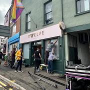 Film crews were seen at Twelve Eatery today.