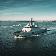 French Navy warship in Poole Harbour