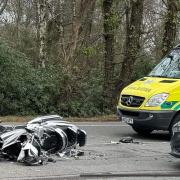 A crashed motorbike in Holton Heath