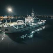 The Algerian warship was seen loading equipment on March 20. (Credit:  Maksymilian Michalczewski)