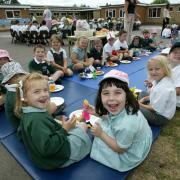 pJubilee1 - pic by Richard Crease - Stanley Green First school jubilee celebrations. the pupils enjoy a party in the playground