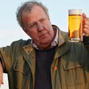 Jeremy Clarkson with a pint of Hawkstone.