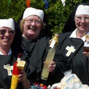 SUMMER FETE AT BEAULIEU ABBEY....NUNS WITH A MUCKY HABBIT, FROM LEFT, SANDRA POPE, EMILY BAKER AND JULIE SHEPHERD.