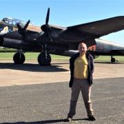 Bob Bunyar with Lancaster Bomber 'Just Jane' at the Lincolnshire Aviation Museum