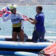 Great Britain's Emma Wilson following the Women's Windsurfing - Final, where she claimed a bronze medal, at the Marseille Marina - Marseille, on the eighth day of the 2024 Paris Olympic Games in France. Picture date: Saturday August 3, 2024. PA Photo.