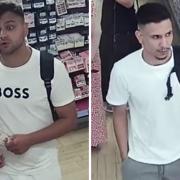 Police want to identify these two men after medicine was stolen from a shop