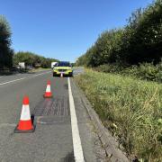 Collapsed drain on the A35.