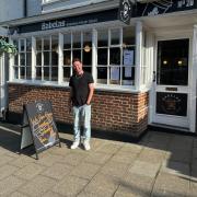 Peter Bendon outside Babelas Cafe in Lymington.