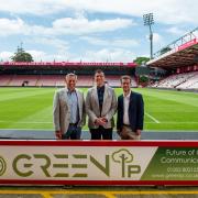 (Left to right) Evolve IP MD Paul Harrison, AFCB’s Commercial Director Rob Mitchell and Matthew Brown, Business Development Executive at Green IP