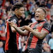 Marcus Tavernier celebrates putting AFC Bournemouth 1-0 up vs Newcastle United.