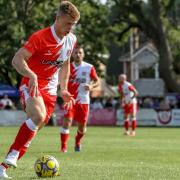 Tom Hewlett (Poole) scored the Dolphins only goal of the game as they drew 1-1 to Swindon Supermarine in the FA Cup 1st Qualifying Round.