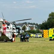 The Coastguard helicopter helped rescue a casualty on a coastal path on Purbeck.