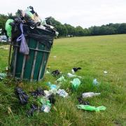 Overflowing bins in Wallisdown recreation ground