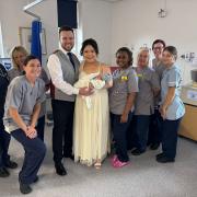 Ben and Andrea with Poole Hospital Maternity nurses.