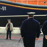 LEGACY: Mrs Doreen Hogg stands in front of the RNLB Ettrick Shepherd Hogg Hardie for which Mrs Hogg donated £1.5m in memory of her husband Archie. She attended a naming ceremony in 2021 at the RNLI headquarters in Poole. (Picture: Bournemouth Caledonian