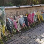 Flower memorial in memory of Cameron Hamilton.