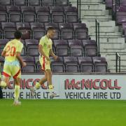 Spain's Dean Huijsen celebrates scoring their side's first goal of the game during the UEFA Euro U21 Championship Qualifying match at Tynecastle Park, Edinburgh. Picture date: Friday September 6, 2024.