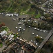 Aerial Tuckton Bridge over the River Stour..