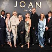 The cast and crew of Joan (left to right) Gershwyn Eustache Jr, Kirsty J. Curtis, Sophie Turner, Ruth Kenley-Letts, Anna Symon, Richard Laxton, Laura Aikman and Frank Dillane attend the launch of new ITV series (James Manning/PA)