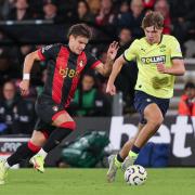 Milos Kerkez in action against Southampton at the Vitality Stadium last week.