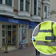 WH Smith in Weymouth with police inset