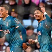 Bournemouth's Evanilson celebrates equalising against Aston Villa at Villa Park