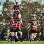 File photo: James Stephens climbs high during the match between Bournemouth and North Dorset.