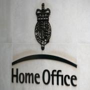 A view of signage for the Home Office in Westminster, London.