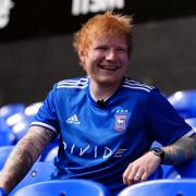 Ipswich Town fan and minority stakeholder Ed Sheeran during the Premier League match at Portman Road, Ipswich. Picture date: Saturday August 17, 2024.