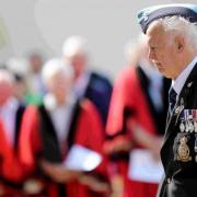 ALWAYS REMEMBERED: Veterans gather for the civic service to mark the 100th anniversary of the start of the First World War at the Waterfront in Bournemouth