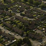 Blandford from above, picture taken with the assistance of Bournemouth Helicopters