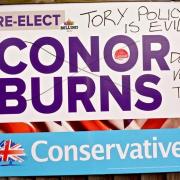 Conor Burns sign vandalised