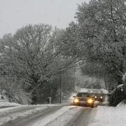 Snow causing problems on the road to Lytchett Matravers in 2009