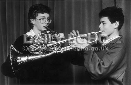 Bournemouth boys Iwan Thomas and Christian Hasker of the National Youth Orchestra rehearse at Winter Gardens. 