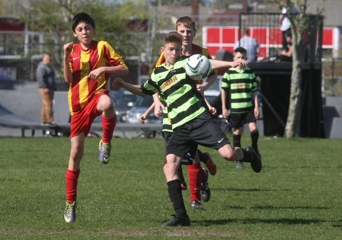 Hordle Spurs v Grange Athletic Under 13s on Bournemouth Cup Finals Day on 13th April 2014