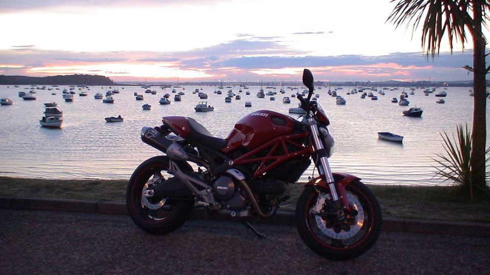 Caroline's Tiller's Ducati bike at Poole Harbour 