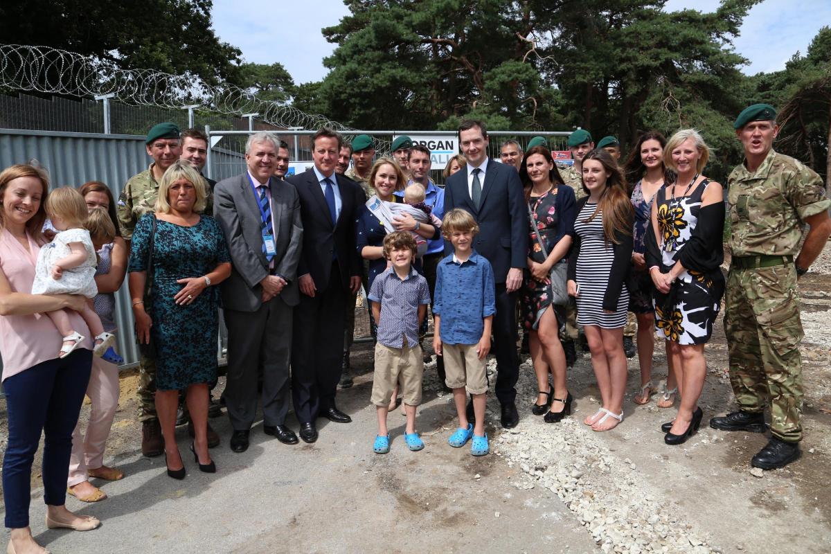 Prime Minister David Cameron and Chancellor George Osborne visit the Royal Marines base in Poole on Friday August 1, 2014