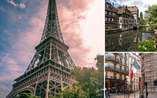 Three pictures of French destinations. Credit: Canva