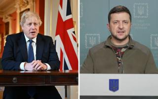 (left to right) Prime Minister Boris Johnson, President Volodymyr Zelensky . Credit: PA