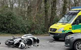 A crashed motorbike in Holton Heath