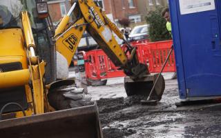 Resurfacing work in Ensbury Park Road