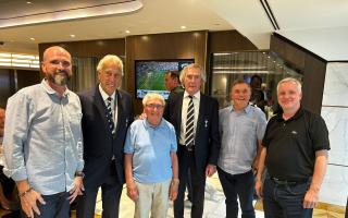 Left to right: Glenn, Martin Chivers, George, Pat Jennings, Barry, and Gary.