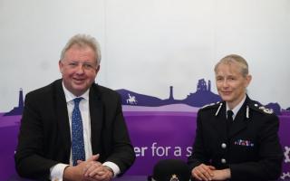 David Sidwick with chief constable Amanda Pearson