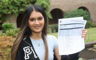 Students at Talbot Heath  School in Bournemouth  receive their GCSE results.