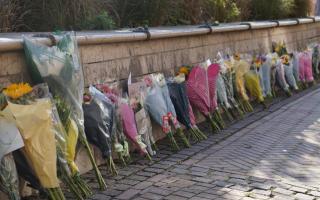 Flower memorial in memory of Cameron Hamilton.