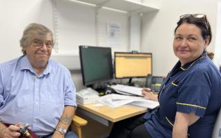 One of the first patient participants for the trial, Dennis, with senior research nurse, Debbie Branney