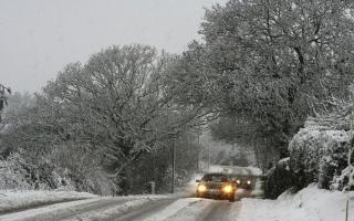 Snow causing problems on the road to Lytchett Matravers in 2009