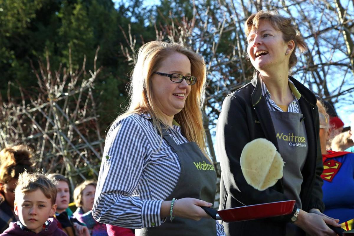 Pancake Day races take place in Christchurch on Shrove Tuesday. Pictures by Sally Adams.